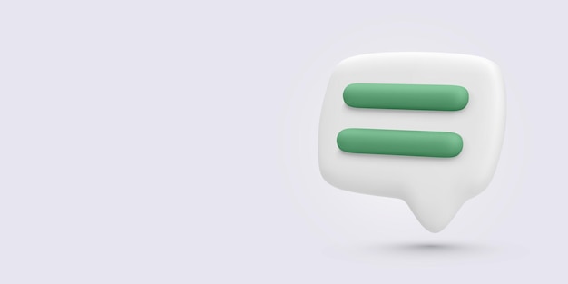 White 3D Chat Bubble with Two Green Text Lines Floating on Light Background Great for Messaging UI Communication Apps Comments or Support Interfaces Vector Illustration