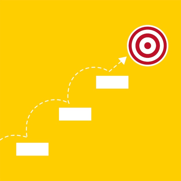 White Ladders y Red Bull's Eye Targets en Yellow Wall, concepto de éxito