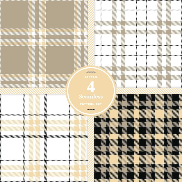 White Light Grey Bland and Off White seamless pattern set of 4