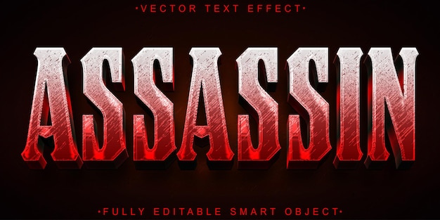 White Red Assassin Vector Modelo de efecto de texto editable