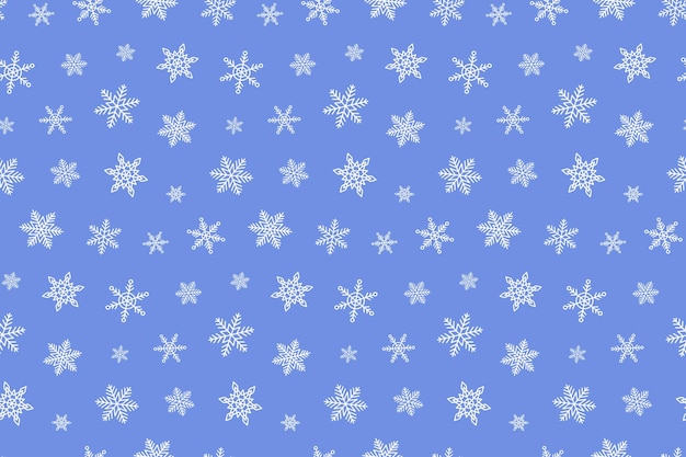 White Snowflakes on Blue Background Vector Winter Seamless Pattern para el papel de embalaje de Navidad
