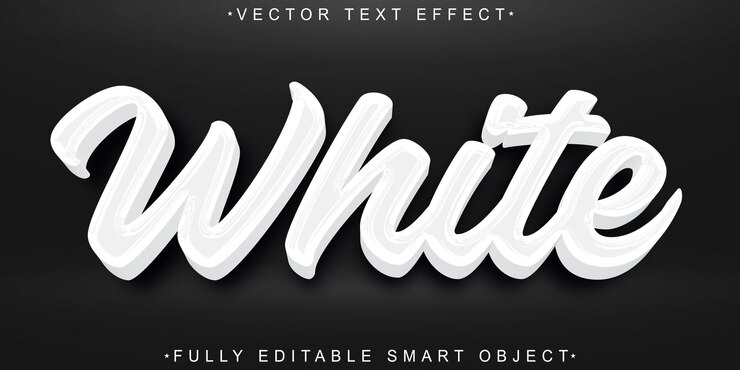 Vector white vector script efecto de texto de objeto inteligente totalmente editable