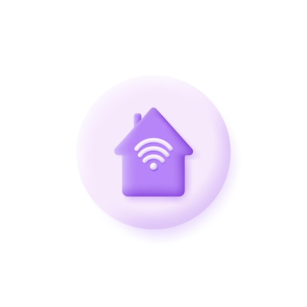 Wi-Fi 3D en el hogar aislado sobre fondo blanco