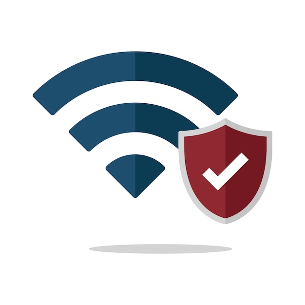 Vector wi-fi con escudo de protección media sombra