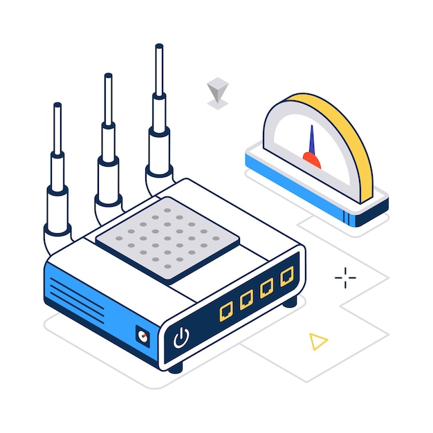 Wi-Fi Módem concepto vectorial estilo isométrico ilustración de stock archivo EPS