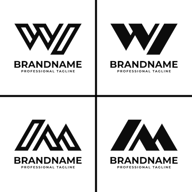 WI o IM Monograma Logos de letras Conjunto para negocios con las iniciales WI IW IM o MI