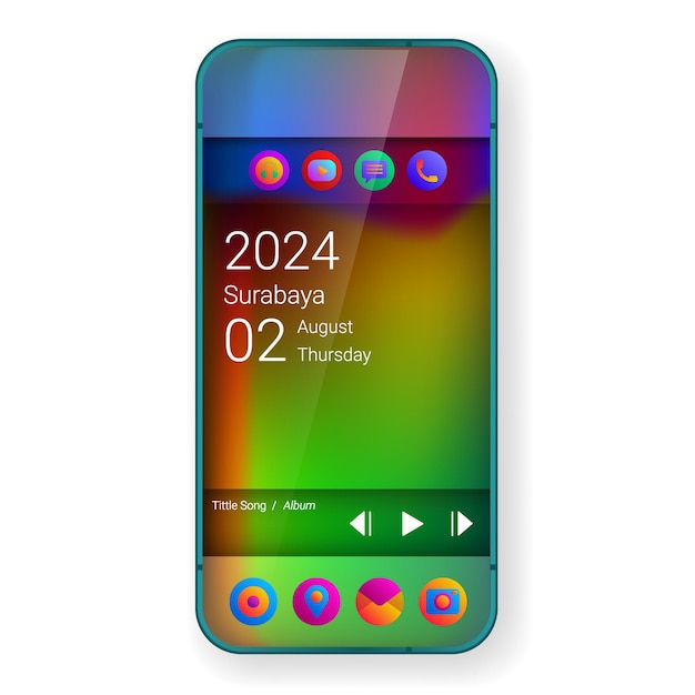 Widget de icono de arco iris de interfaz de usuario de aplicación móvil de diseño de pantalla de inicio