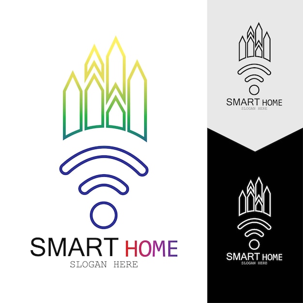 Wifi House Vector LogoSmart City Tech Icon Vector City Net Logo Concept Vector