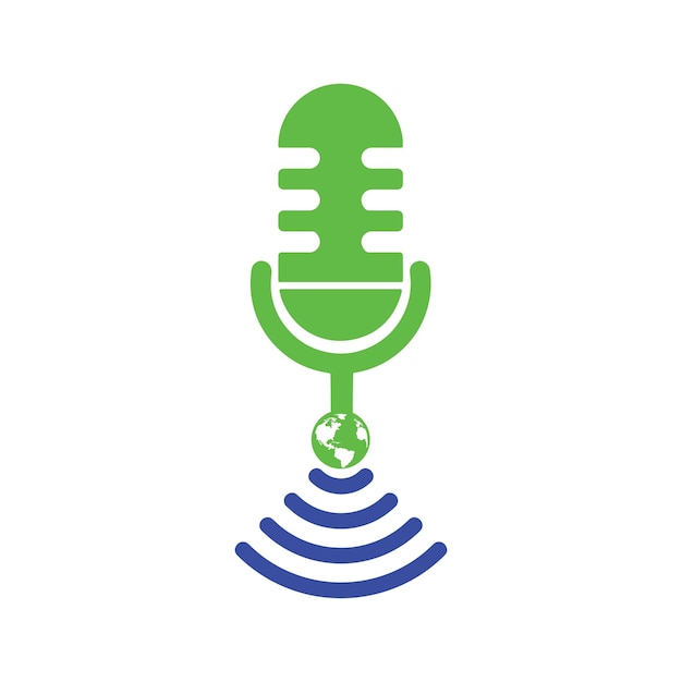 WiFi Podcast micrófono icono verde y azul color vector diseño