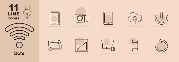 Wifi tableta cámara nube subida botón de energía sincronización flechas configuración del gráfico icono de recarga del portátil Representa dispositivos digitales y conectividad