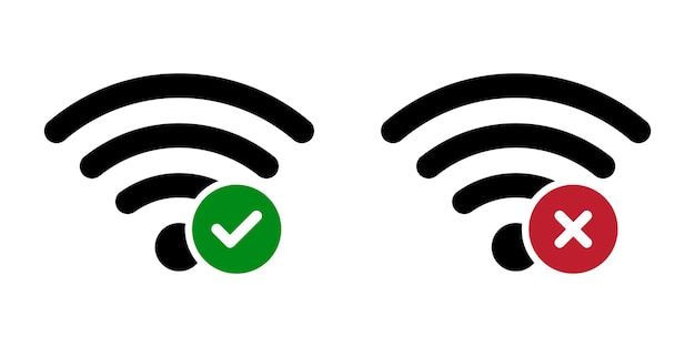 Wifi vectorial con signos de comprobación y iconos de cruces