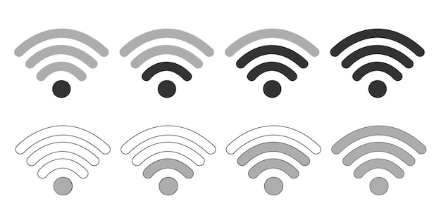 Wifi Wireless Lan Internet Señal Iconos planos para aplicaciones o sitios web en blanco