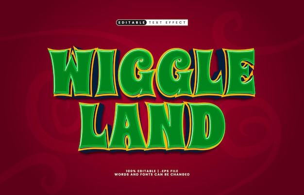Wiggle land vibrante efecto de texto editable inspirado en juegos de arcade para niños
