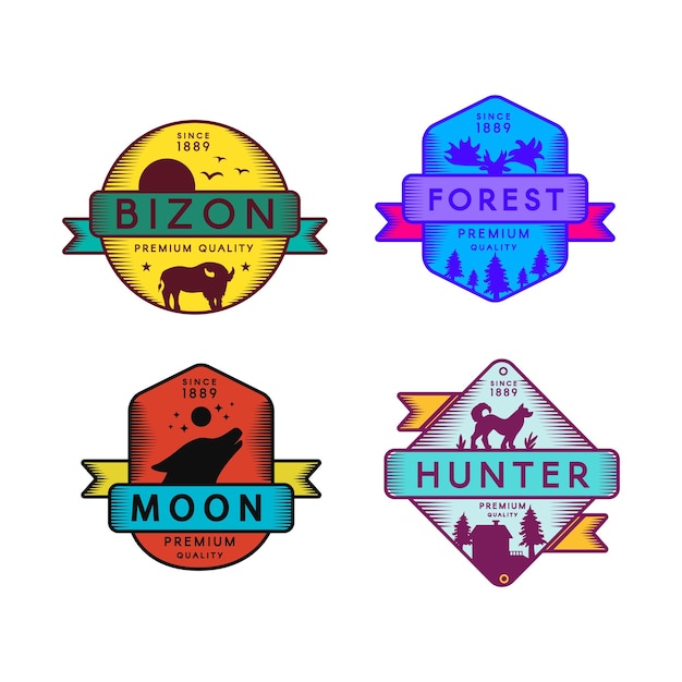 Wild bizon y hunter moon and forest set logo