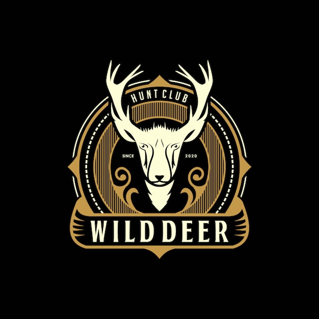 Wild Deer Hunt Vintage elegante diseño de logotipo plantilla premium