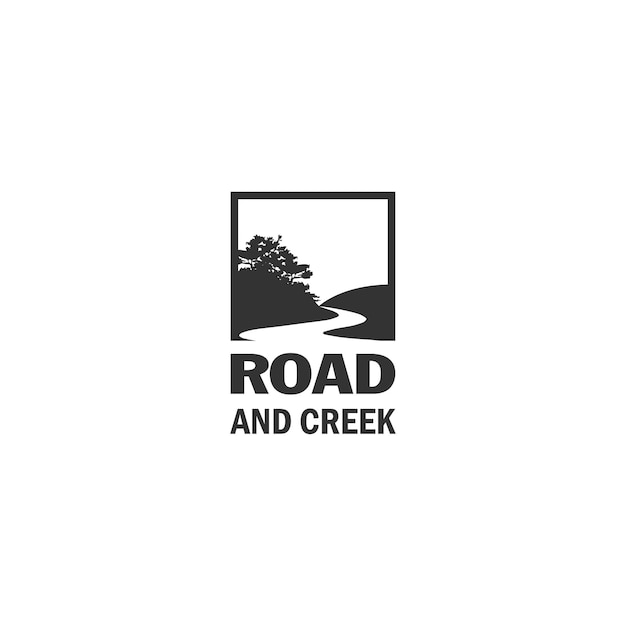 Winding road river creek logo vector plantilla de diseño