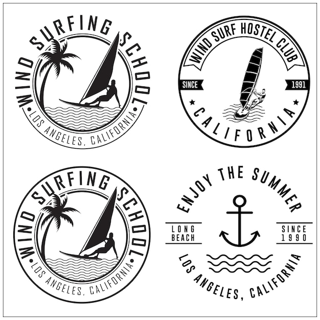 Windsurf Imagen de surf vectorial Diseño de insignia de surf