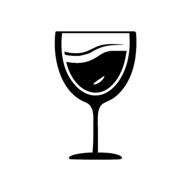 Wine fills the glass outlined in black on a transparent base inviting celebration