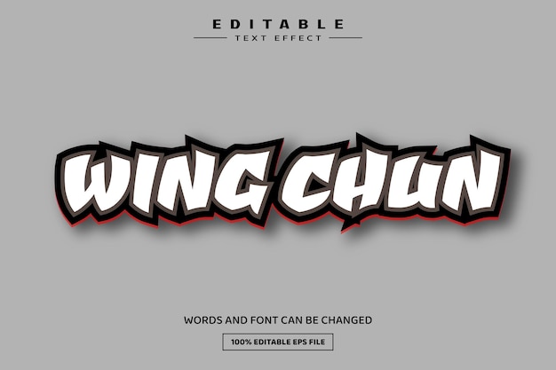 Wing chun 3D plantilla de efecto de texto editable