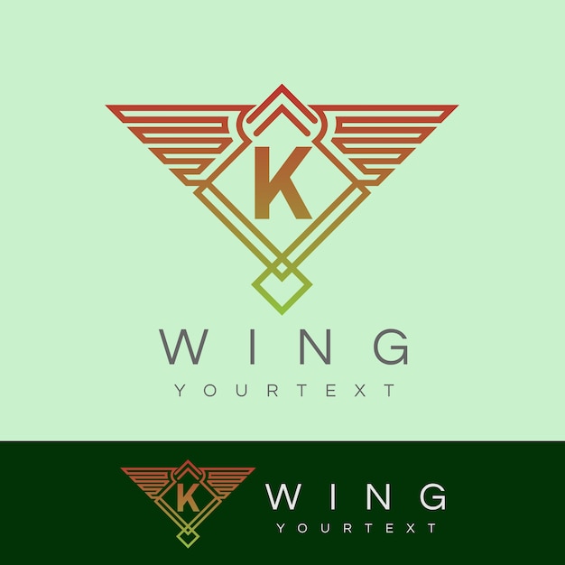 Wing initial letter k diseño de logotipos