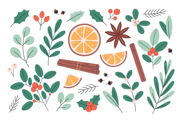 Winter berries and leaves Holly winterberries eucalyptus pine branch mistletoe poinsettia cin