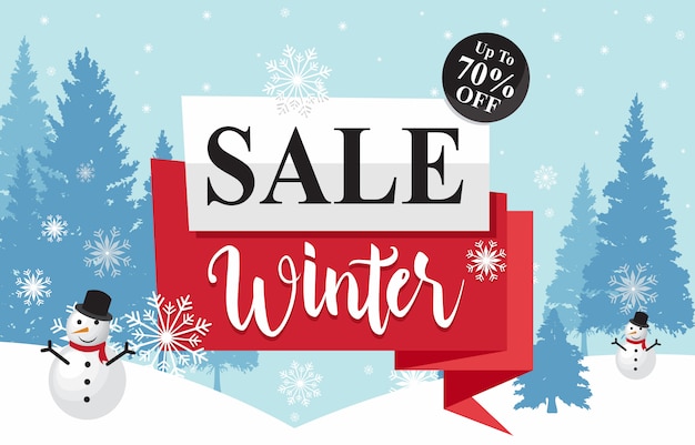Winter Sale Marketing Promoción Snowman Snowflake