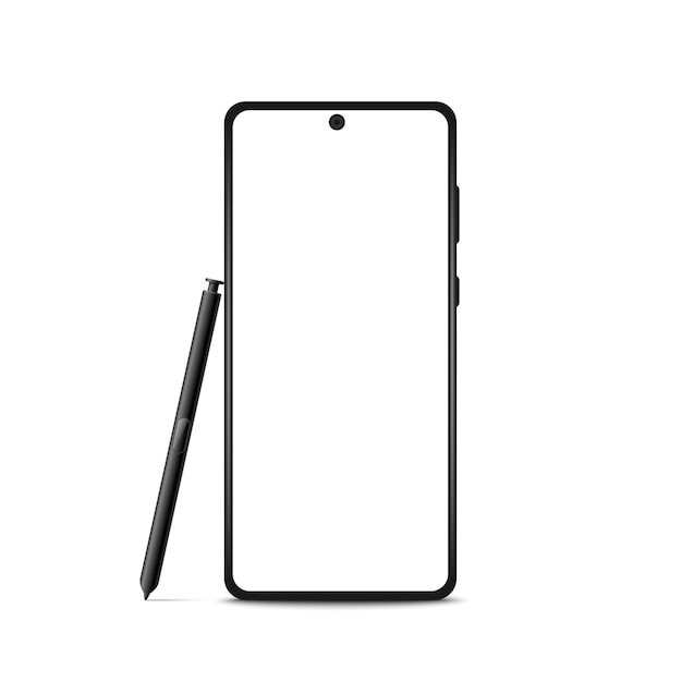 Wireframe moderno smartphone aislado sobre fondo blanco.