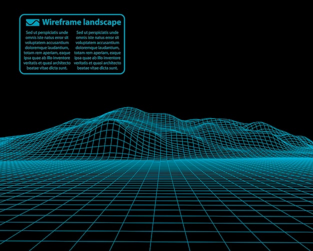 Wireframe paisaje alambre Wireframe terreno polígono paisaje diseño 3d paisaje