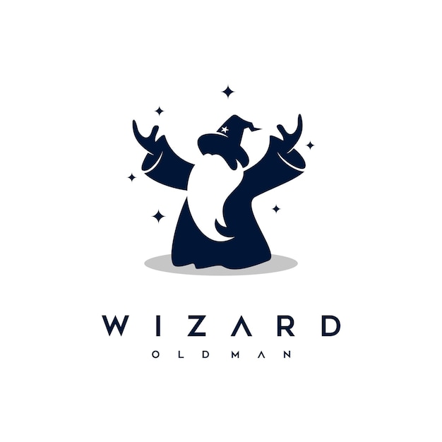 Wizard magician logo diseño ilustraciones vector plantilla