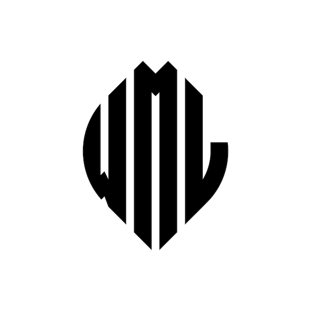 WML diseño de logotipo de letras circulares con forma de círculo y elipse WML letras elípticas con estilo tipográfico Las tres iniciales forman un logotipo de círculo WML emblema de círculo Monograma abstracto letra marca vector