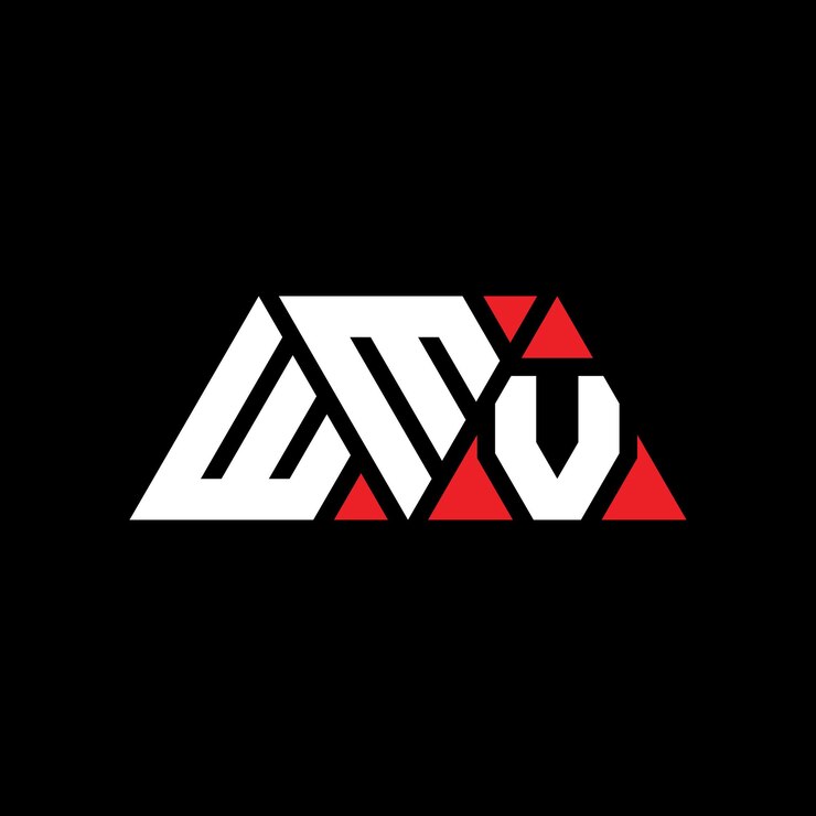 Vector wmv diseño de logotipo de letra triangular con forma de triángulo wmv diseño del logotipo triangular monograma wmv triángulo vectorial plantilla del logotipo con color rojo wmv logotipo triangle simple elegante y lujoso logotipo wmv