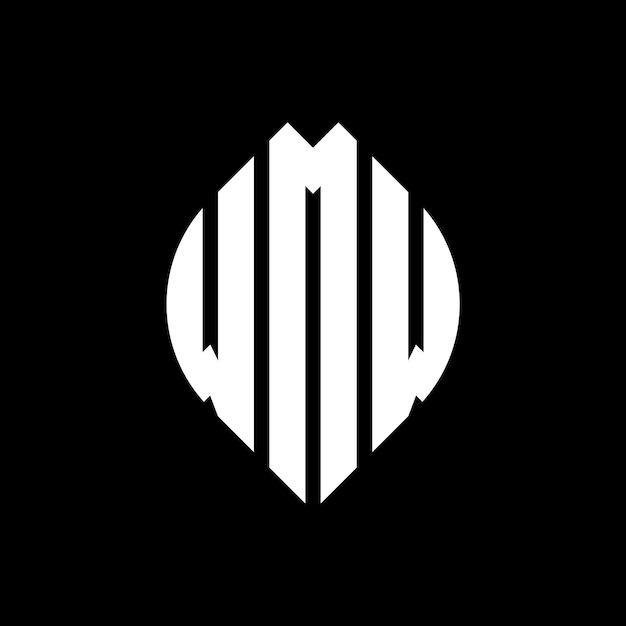 WMW diseño de logotipo de letras circulares con forma de círculo y elipse WMW letras elípticas con estilo tipográfico Las tres iniciales forman un logotipo de círculo WMW círculo emblema monograma abstracto letra marca vector