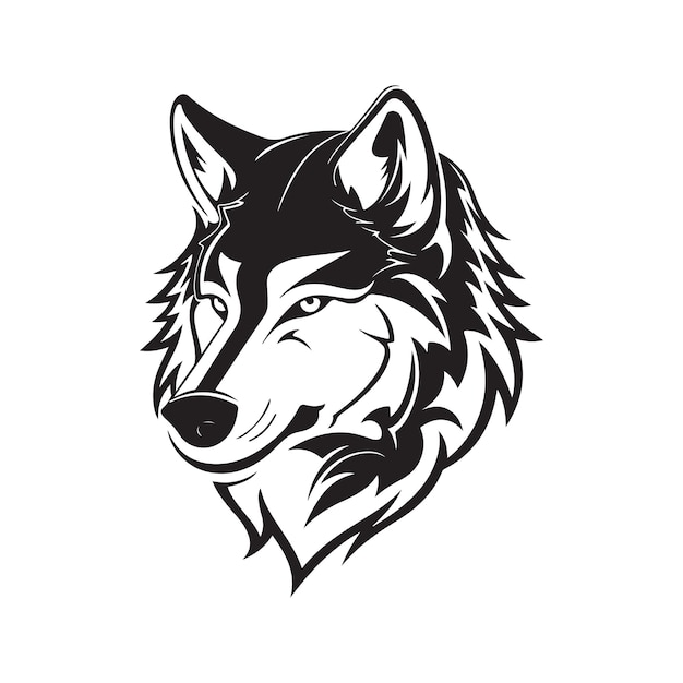 Wolf clip art vintage logo línea arte concepto blanco y negro color dibujado a mano ilustración