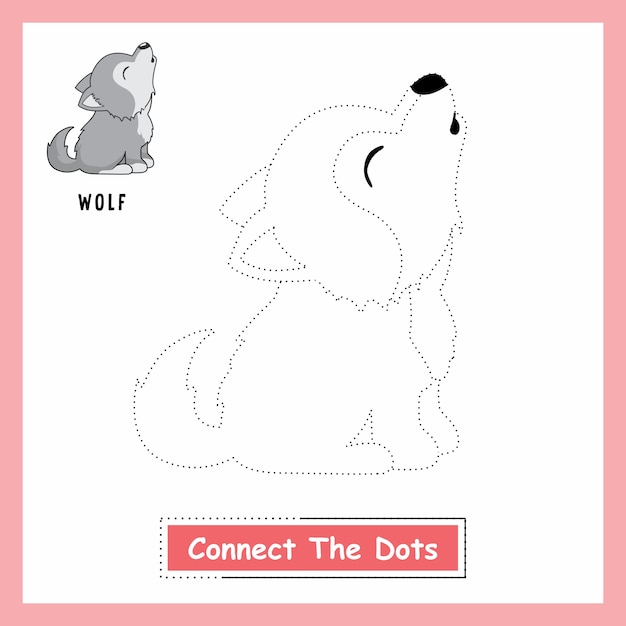 Wolf connect the dots hoja de trabajo perro salvaje