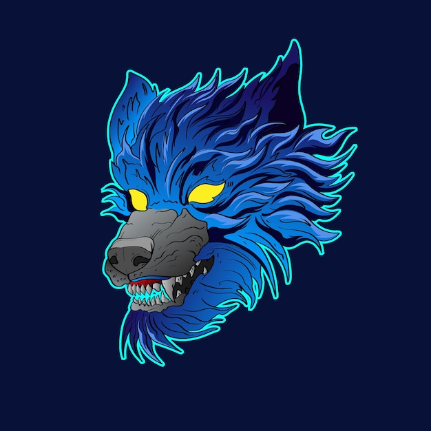 Wolf Design Head Emblem of Angry Angry Illustration su mercancía o negocio