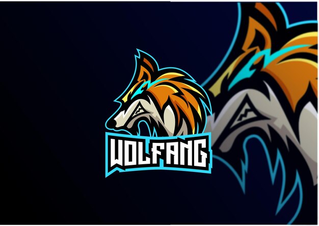 Wolf head esport logo mascota de juego