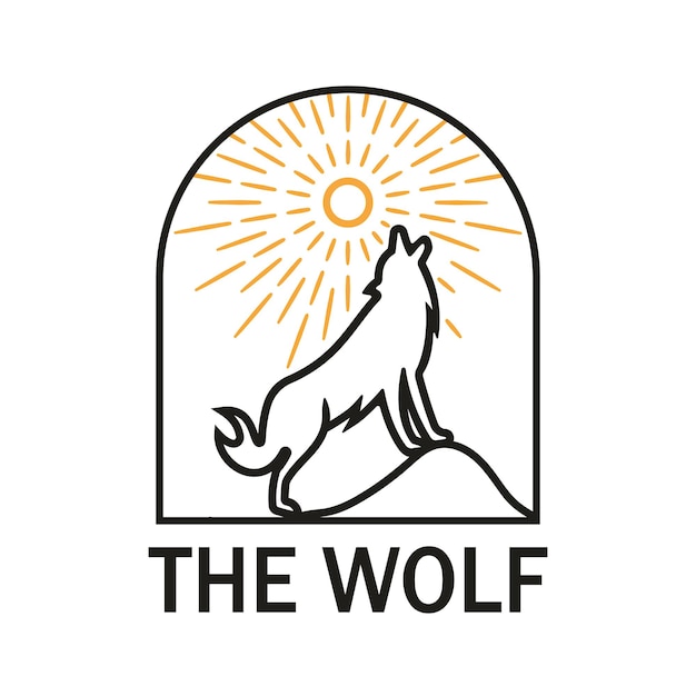 Wolf logo plantilla diseño vector retro vintage