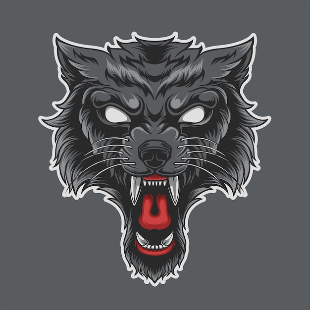 Vector wolfing wild aislado sobre fondo gris