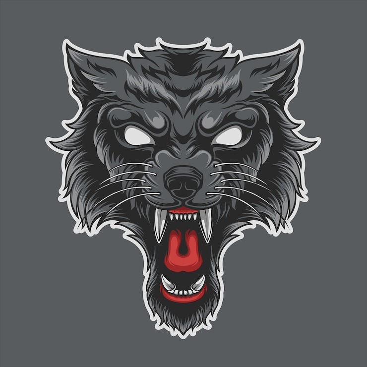 Wolfing Wild aislado sobre fondo gris