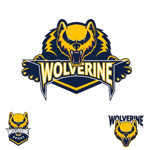 Vector wolverine deporte emblema ilustración símbolo