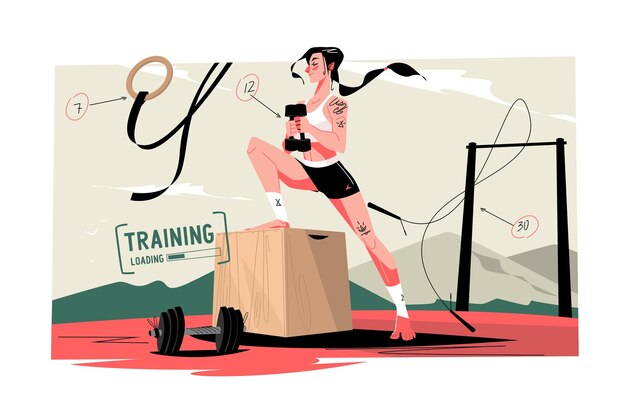 Woman doing cross-training exercises in a gym setting