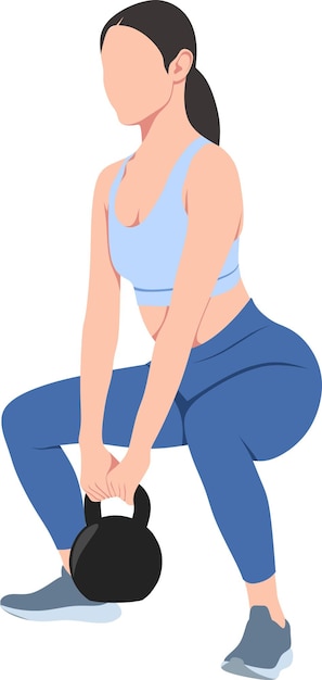 Woman Doing Kettlebell Squat Exercise