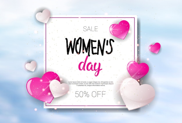 Womens day sale holiday shopping promotion banner descuento poster background