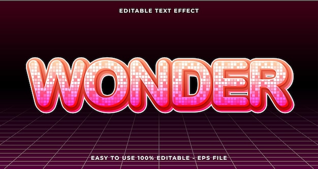 wonder tipografía premium texto editable efecto texto de brillo 3D