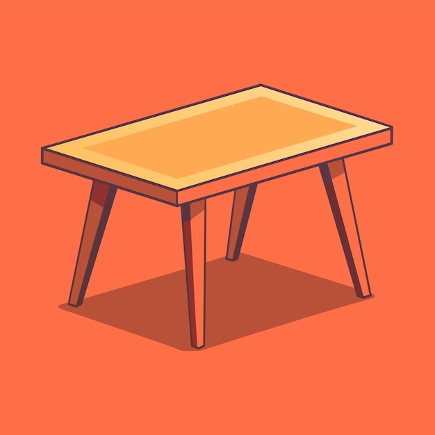 Vector a wooden table with a blue top and a red base