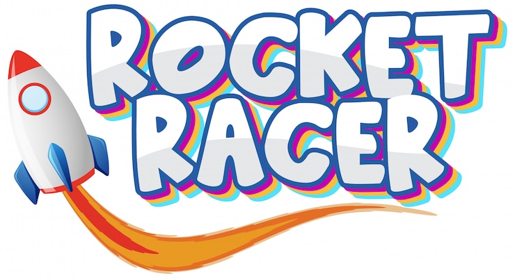Vector word rocket racer