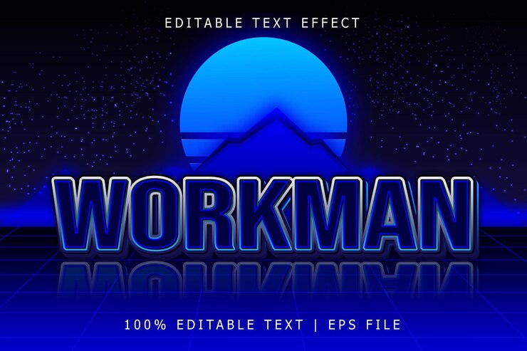 Vector workman editable text effect 3 dimension relieve estilo retro