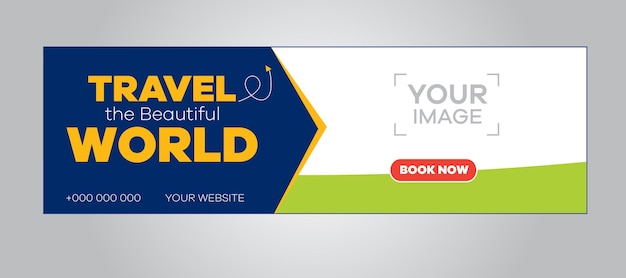 world explore travel web plantilla de banner creativo moderno con diseño de texto simple y su hermosa