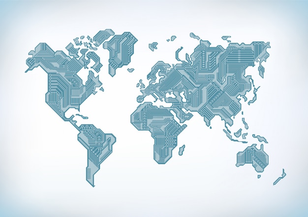 World Map Circuit Board