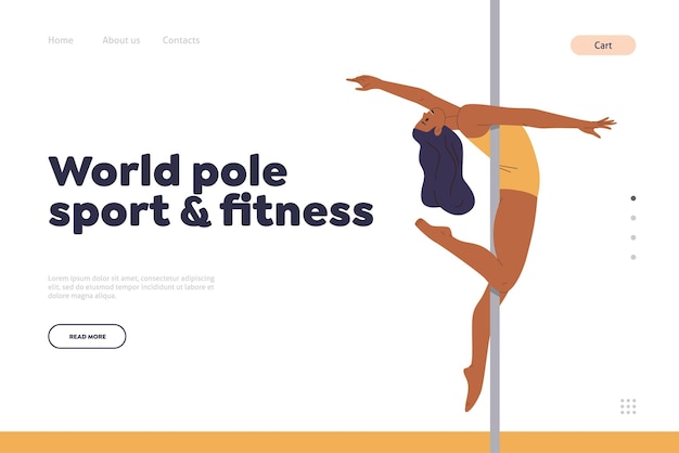 World of pole sport and fitness landing page para estudio acrobático que brinda entrenamiento en pilón